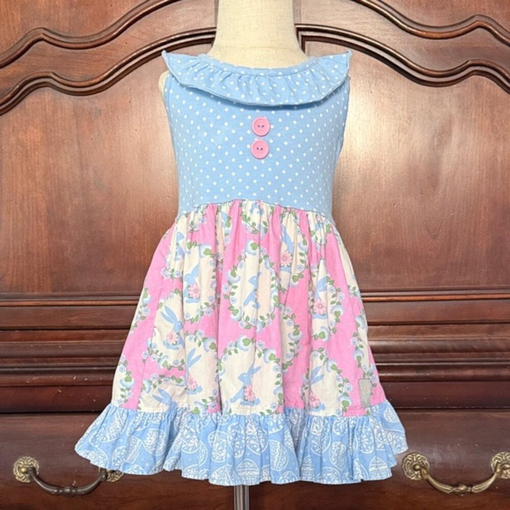 Girls ELEANORE ROSE Blue and Pink Easter Dress Size 2